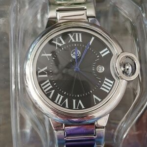 Men's Silver And Black Watch